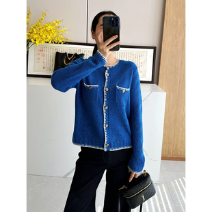 C4763 时尚巴黎的老店 版型颜色太美！金丝全羊绒名媛香风短开衫