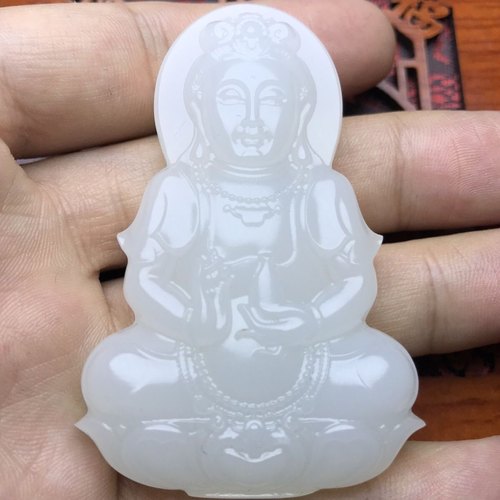 天然和田玉观音菩萨吊坠白玉宝瓶观音挂件玉石项链玉牌玉佩玉坠