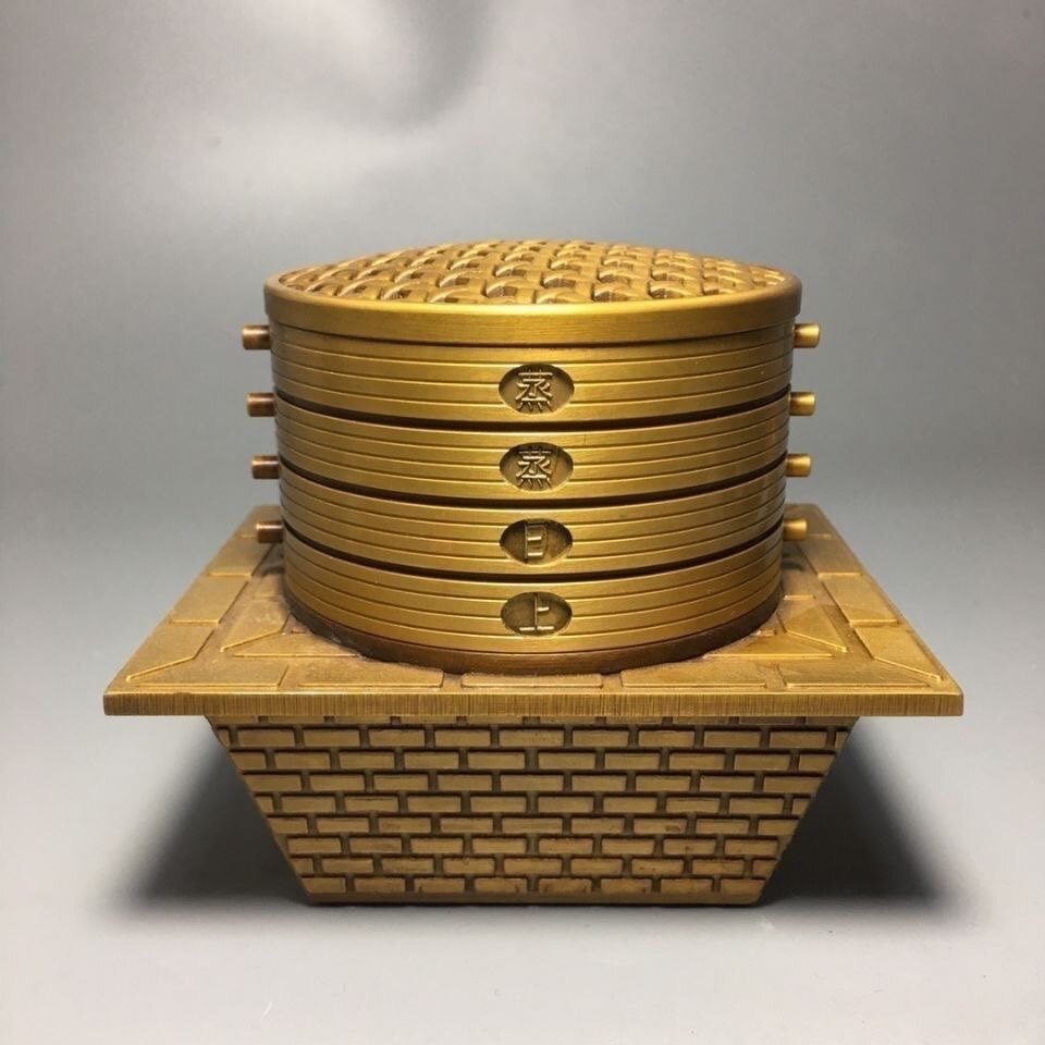 古玩黄铜蒸蒸日上熏香炉老灶台倒流香茶道香道招财进宝家用摆件