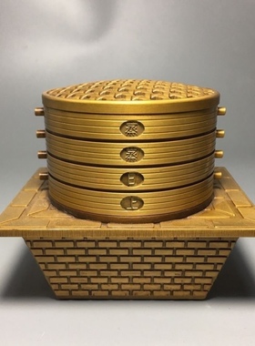 古玩黄铜蒸蒸日上熏香炉老灶台倒流香茶道香道招财进宝家用摆件