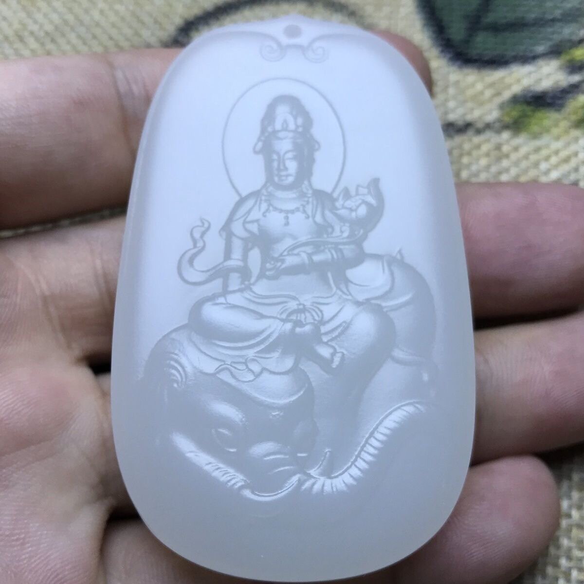 和田玉普贤观音玉牌吊坠十二生肖龙蛇挂牌双面雕工玉佩白玉观音