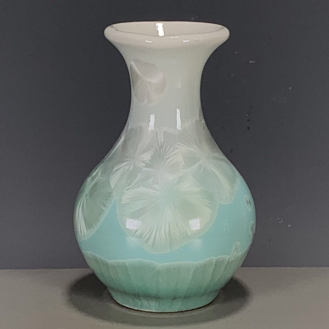 古董瓷器老物件清代雍正年制窑变结晶玉壶春小赏瓶摆件收藏品