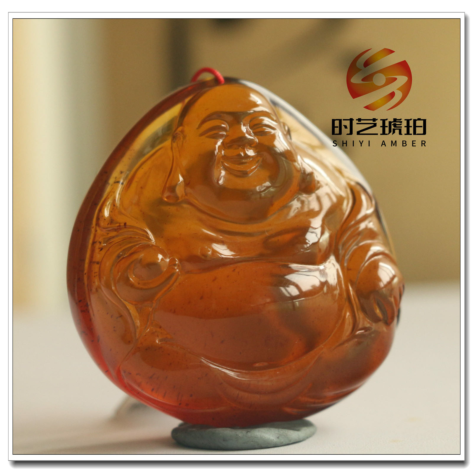 琥珀蜜蜡大气弥勒佛雕刻天然男女款精品吊坠（一图一物）