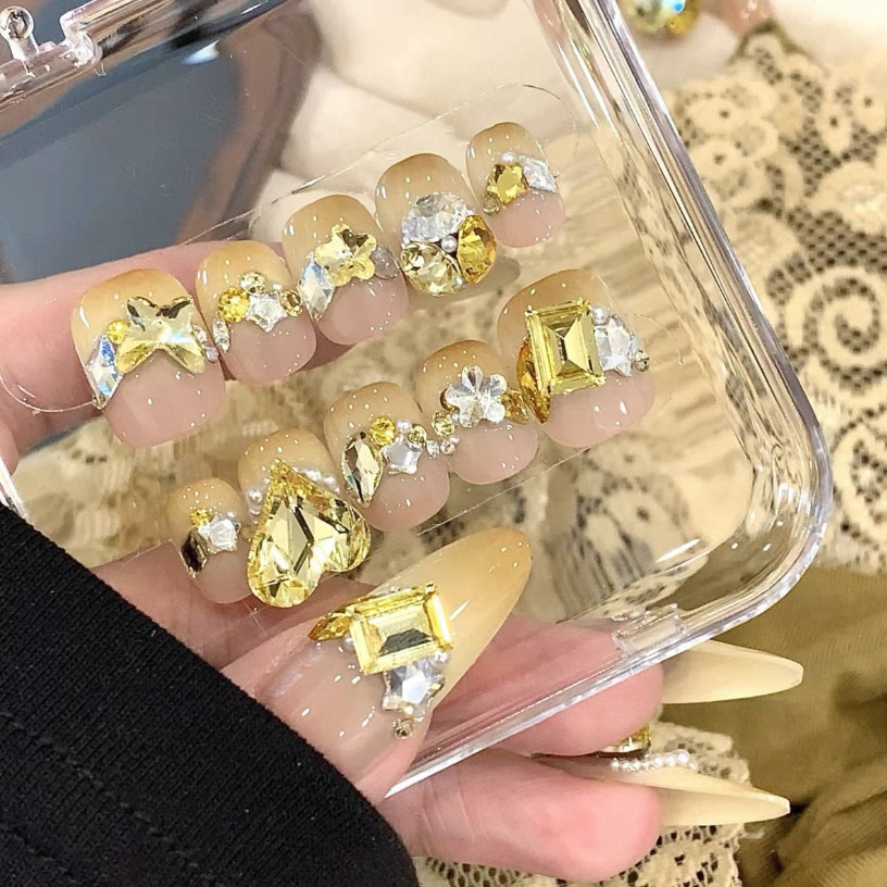144  淡黄色 施华洛美甲钻饰品美甲材料包美甲饰品华子