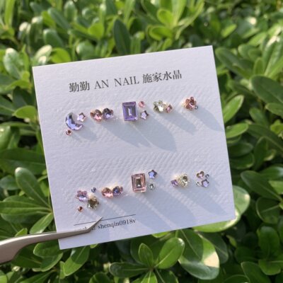 NO.223施华洛材料包饰品美甲钻材料包华子钻371+粉色【紫藤花开】
