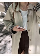 2025早春季韩系流行撞色风衣外套女早秋季高级感大衣小个子中长款