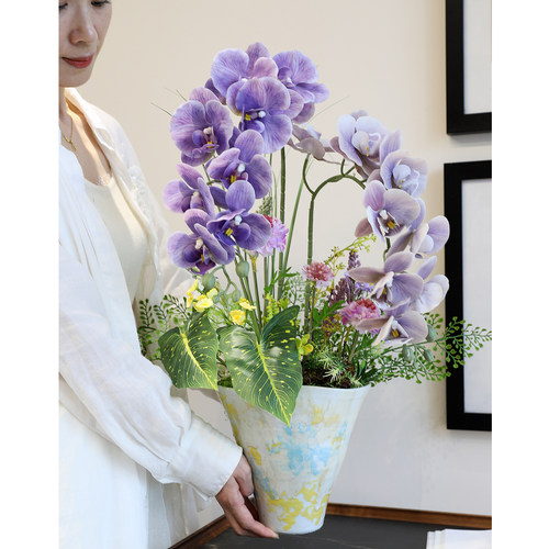 仿真蝴蝶兰桌面假花装饰摆件