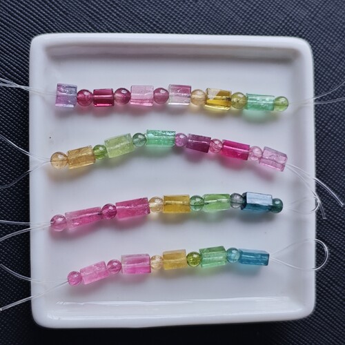 随形原石手串碧玺玻璃体简约女
