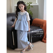 上衣裤 女童套装 子三件套 儿童韩版 背心T恤中大童短袖 2026夏季 新款