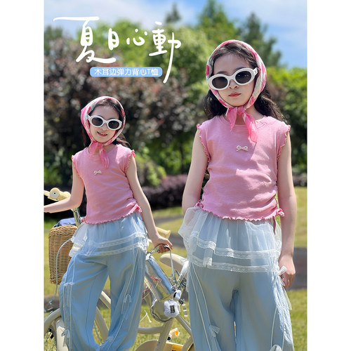 女童背心2026夏季新款儿童韩版外穿上衣女孩短款洋气无袖T恤夏装