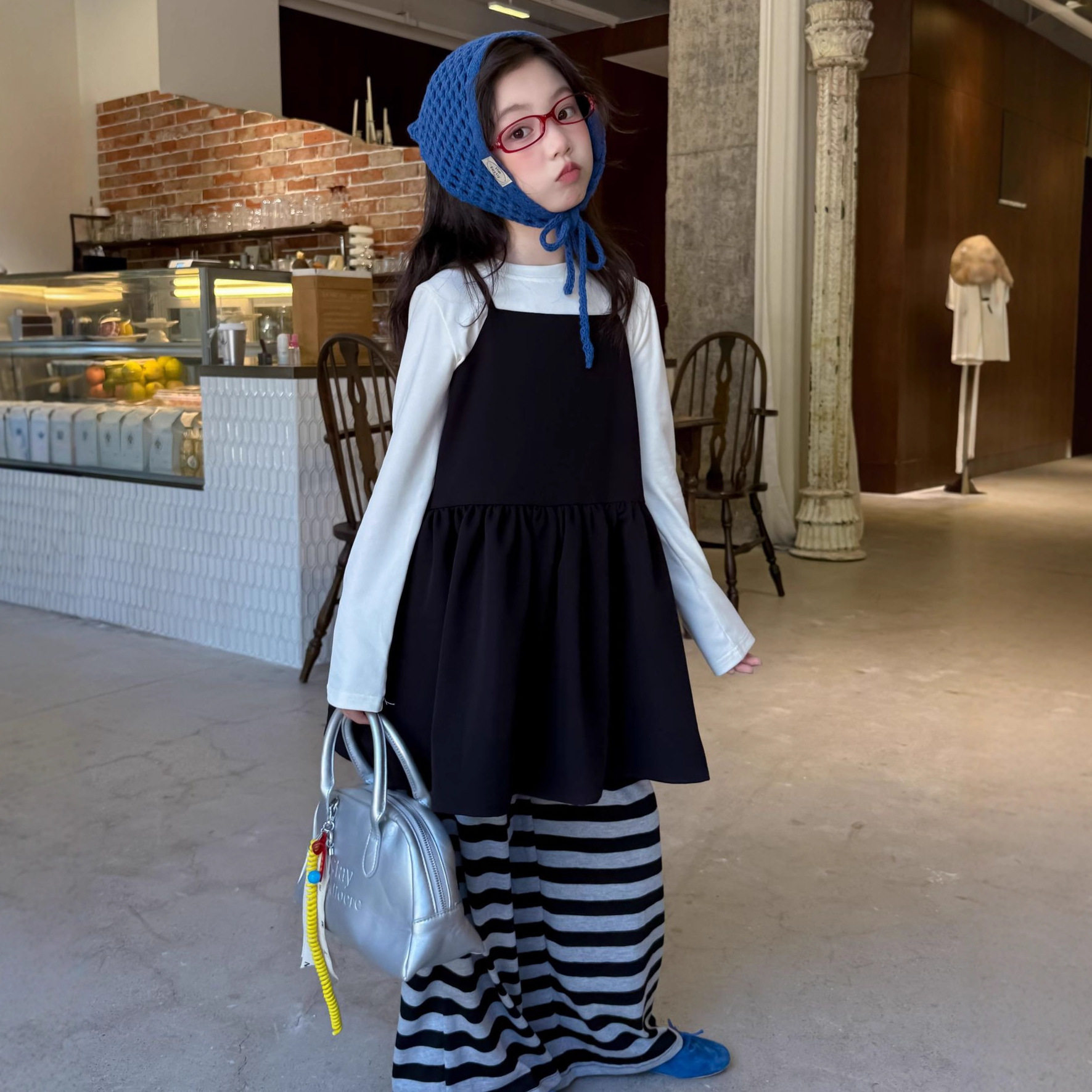 童套装2025秋新款韩版女童无袖吊带衫长袖T恤衫条纹阔腿裤三件套,童装/婴儿装/亲子装,套装,淘宝优惠券,粉丝福利购,淘宝优惠卷