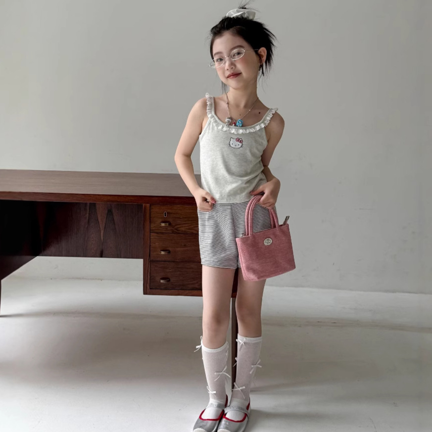 女童背心2025夏季新款儿童洋气时髦吊带背心中大童无袖上衣潮童装