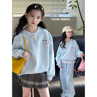 女童卫衣2026春季新款儿童洋气Polo领春装小女孩韩版宽松长袖上衣