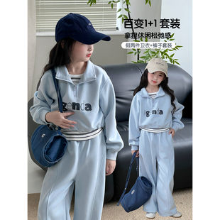 女童套装2026春季新款儿童拼接卫衣春装中大童韩版休闲上衣长裤子