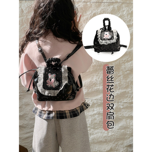 儿童双肩包2026新款女童包包洋气可爱学生书包甜美蕾丝花边背包