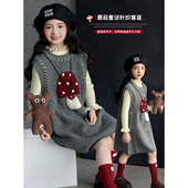 儿童针织连衣裙小女孩洋气韩版 女童毛衣背心裙2026春季 新款 裙子潮