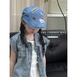 女童帽子2025夏季新款儿童洋气牛仔前进帽女孩中大童防晒遮阳帽