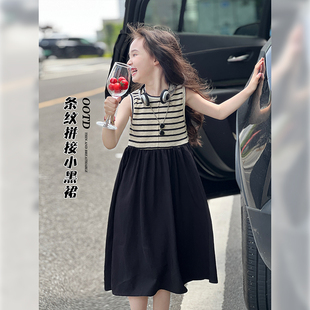 新款 女童连衣裙2024夏季 儿童裙子薄款 拼接背心吊带裙宝宝洋气长裙