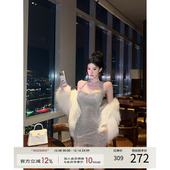 灰尘邓邓 性感挂脖包臀裙生日裙子 御姐感连衣裙女2025冬季 新款