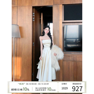 灰尘邓邓 千金感抹胸连衣裙女2026早春新款高级感a字长裙法式裙子