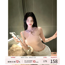 针织挂脖上衣女秋冬性感内搭抹胸短款 灰尘邓邓 吊带背心 现货