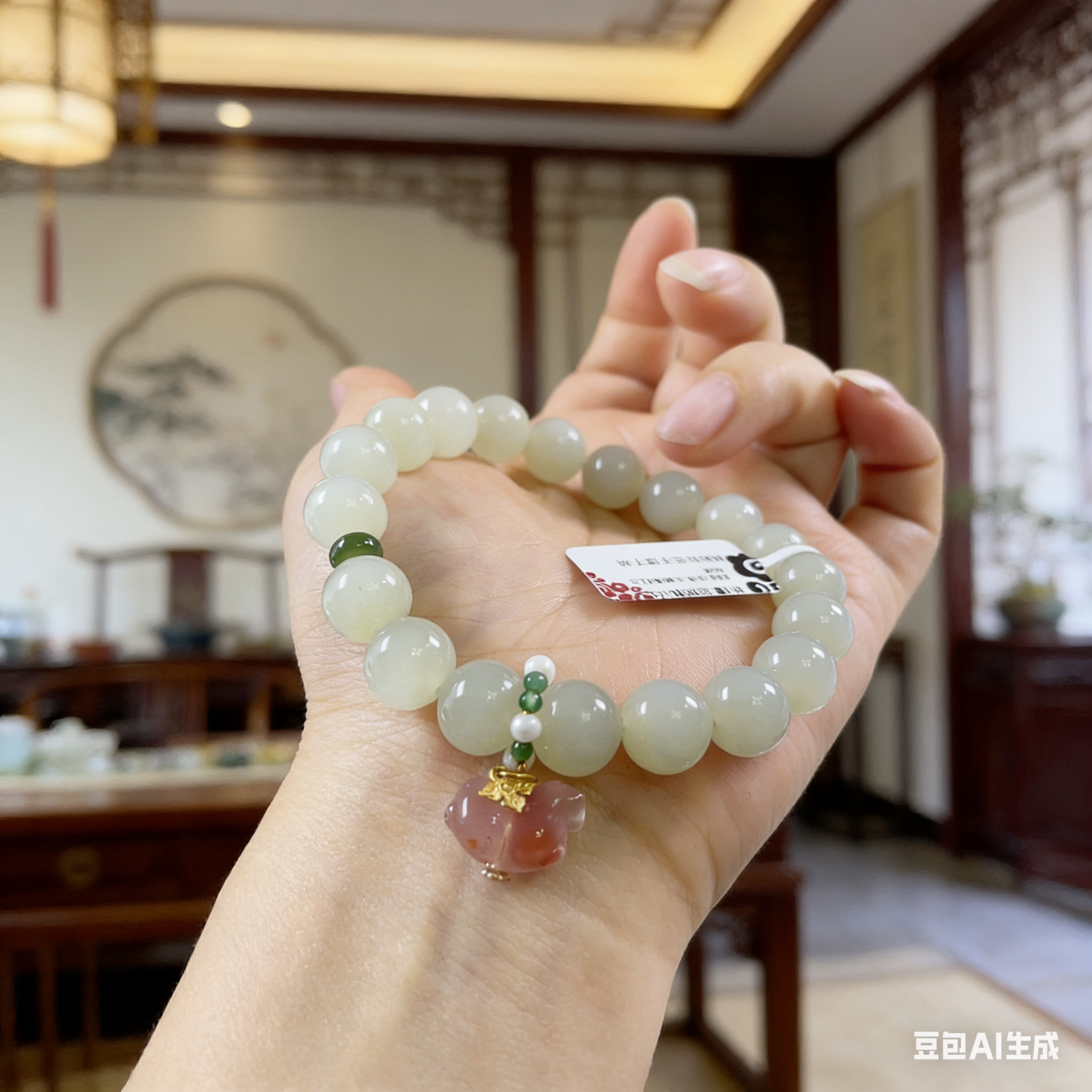 新疆无结构和田玉手串 冰润清透 新中式国风轻奢气质女款手链