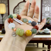 高货和田玉多宝手串 南红蜜蜡海纹石国风文玩手链 18K金配饰