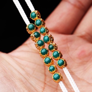 18K金镶嵌天然原矿绿松龙蛋线束背云方糖隔珠背云文玩diy配件