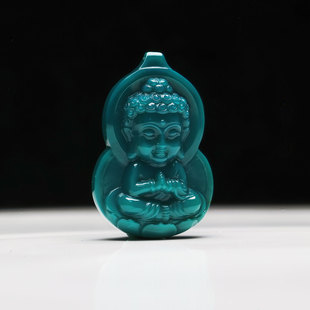 湖北绿松石宝宝佛不看不听不说不闻精工腰珠背云天地孔手串配饰