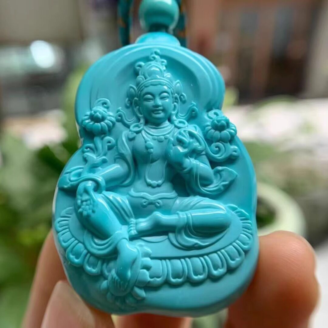 绿松石绿度母观音挂件吊坠
