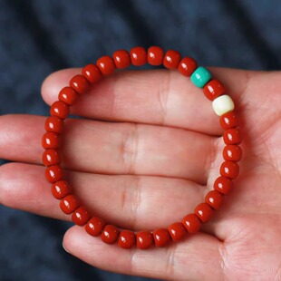 6mm瓦西柿子红色系原矿南红老型珠手串本命年手链新年礼物送男女
