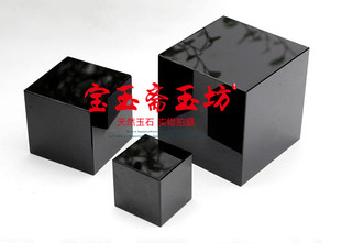 天然黑曜石方块印章摆件玉玺玉章方块七星阵刻字玉章摆放