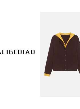 【撞色假两件帽衫】100%羊毛琥珀流光色系帽衫250153