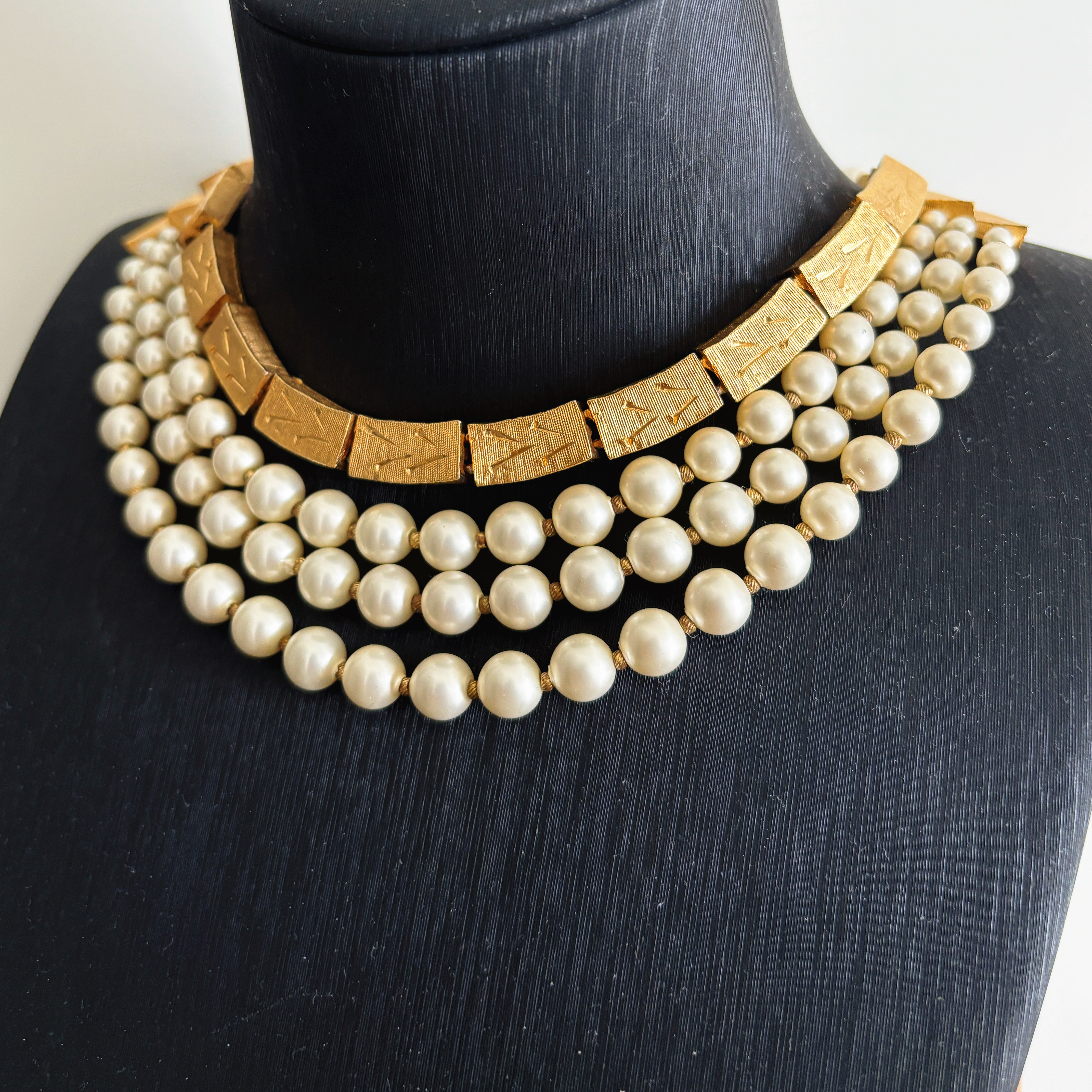 Kramer中古vintage多层夸张珍珠项链