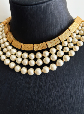 Kramer中古vintage多层夸张珍珠项链