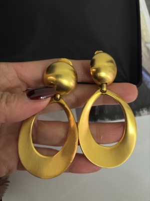 vintage中古clara克拉拉镀金门环超大耳夹