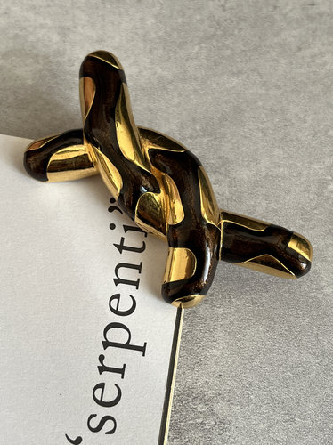 ST JOHN中古豹纹珐琅釉金色交叉胸针