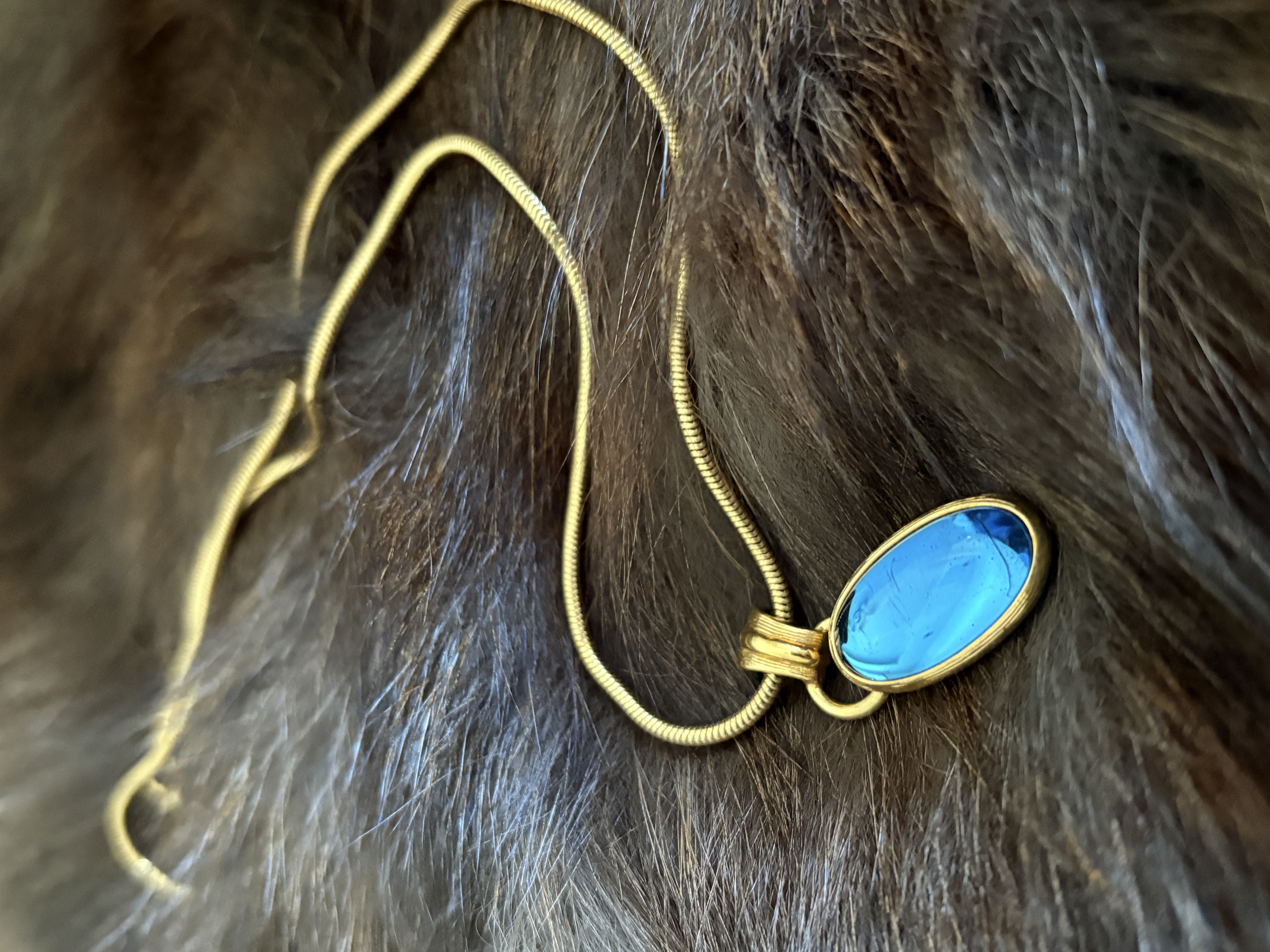 vintage中古Monet蓝色果冻琉璃蛇骨项链