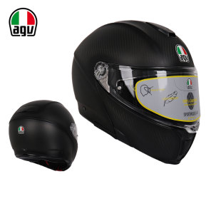 AGV碳纤维揭面盔头盔男女防雾摩托车赛车全盔覆式 安全机车 四季