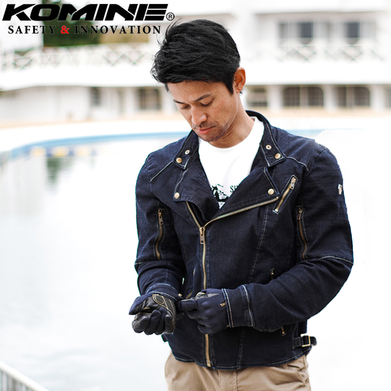 KOMINE日本摩托车机车春夏骑行服153赛车摩旅防护牛仔夹克JK-154