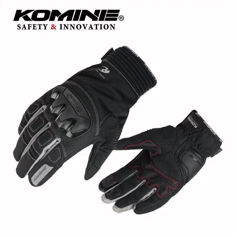 komine秋冬加绒可触屏骑士手套