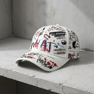 鸭舌帽2026正流行涂鸦字母印花棒球帽女韩版防晒遮阳休闲百搭潮人