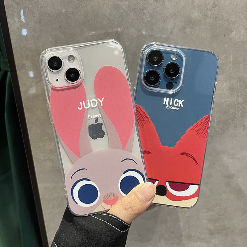 疯狂动物城iPhone16pro max手机壳适用苹果13防摔硅胶套朱迪兔子iPhone15pro尼克狐狸12情侣卡通可