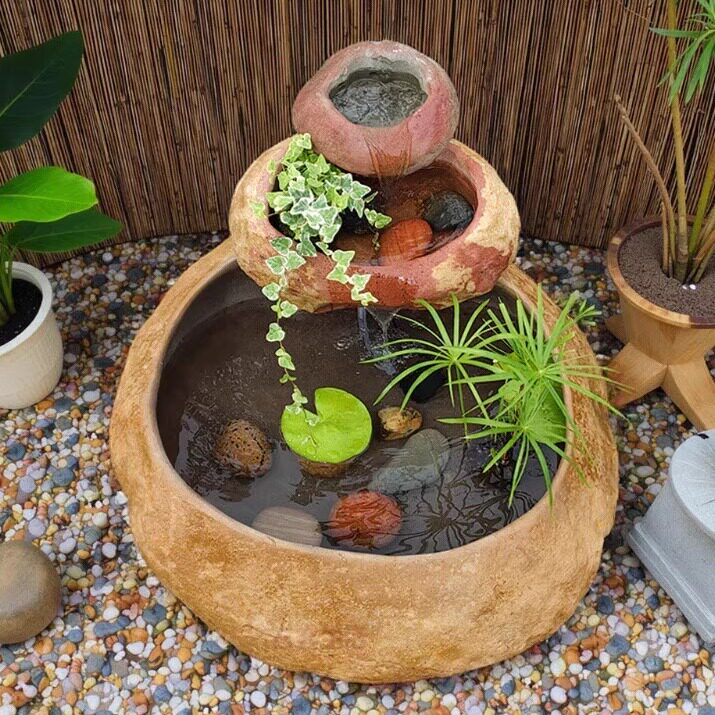 户外花园艺术石头造景流水池鱼缸