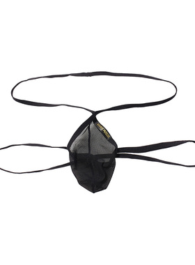 新款男士低腰性感弹力透明透气网纱内裤 细带微提臀U凸囊袋双丁裤