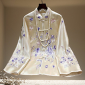外套 复古国风重工刺绣盘扣唐装 安娜滕新中式 上衣女春秋醋酸缎大码