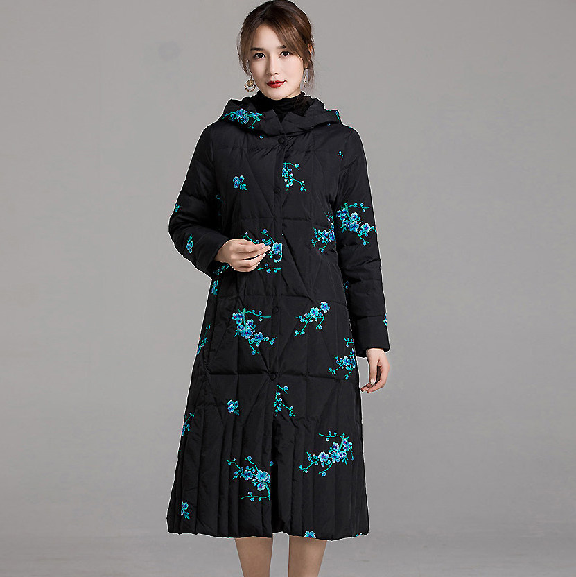 新中式羽绒服女中长款安娜滕复古国风刺绣连帽高级感白鸭绒外套,女装/女士精品,羽绒服,淘宝优惠券,粉丝福利购,淘宝优惠卷