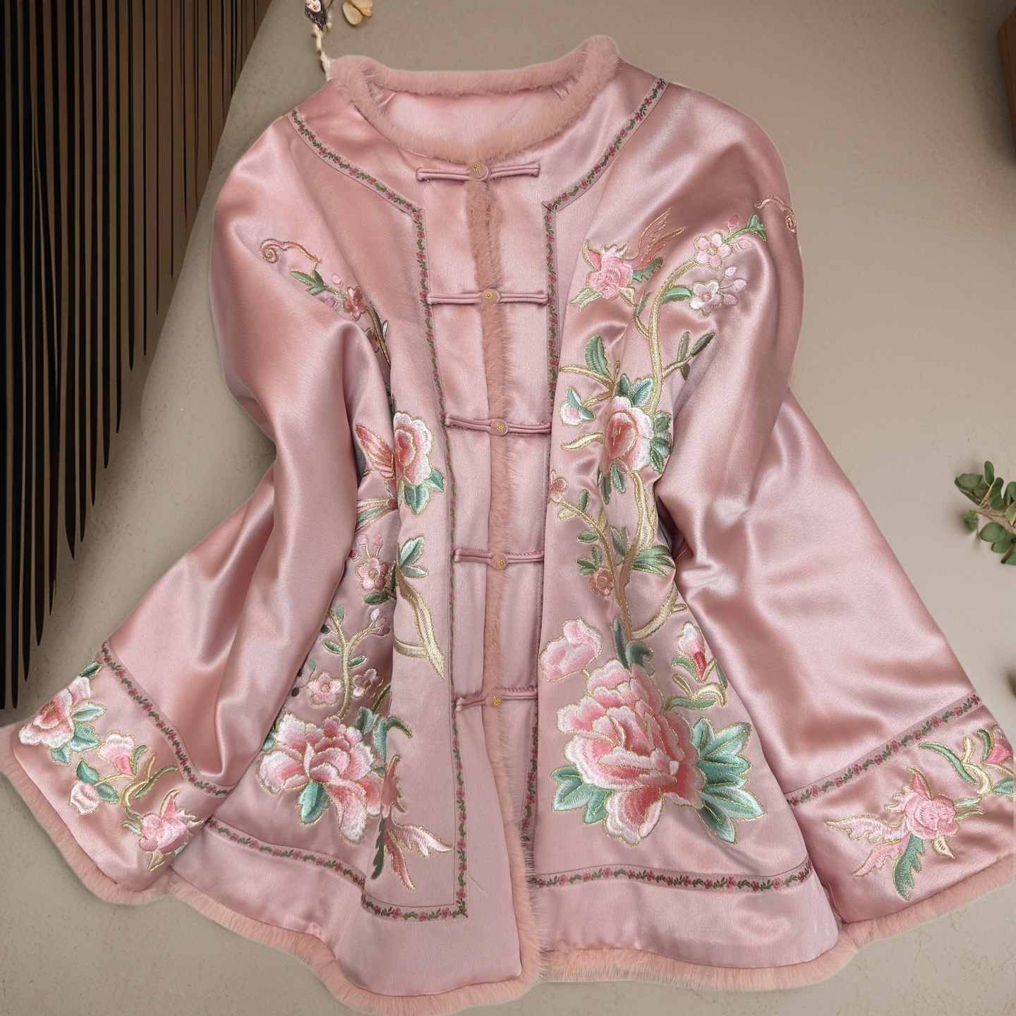 安娜滕醋酸刺绣新大码中式棉袄