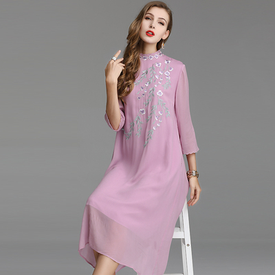 夏春高端名媛气质风旗袍式连衣裙