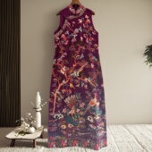 新中式 礼服裙 旗袍连衣裙安娜滕复古国风天丝刺绣花鸟高级感大码